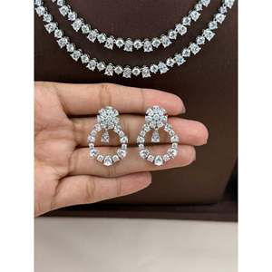 Indian Ethnic Mayra American Diamond Double Layer Necklace <b>Set</b>-Gold Plated Zircon <b>Bridal</b> <b>Jewelry</b> - Product Image 3