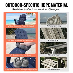 Set di 2 Sedie Adirondack Pieghevoli Portatili per Esterni con Portabicchieri, Resistenti alle Intemperie, per Braciere, in Plastica - Product Image 3