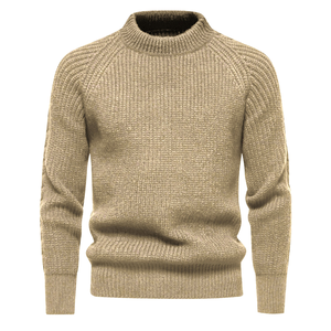 Men's Blue Crew Neck Wool Pullover Knitted Solid Color Casual Winter <b>Sweater</b> Regular Fit Anti-Pilling - Product Image 5