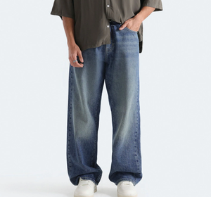 Men's Women's <b>Light</b> Multiple Color Loose Fit Denim Jeans Casual Washed Wide Leg Style Summer Wear Denim Jacket Pant Baggy Styles - Product Image 1