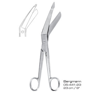 Tijeras Quirúrgicas Manuales Bergmann de 23 cm / 9 Pulgadas, Acero Inoxidable, Hojas Anchas y Redondeadas, Vástago Angulado, Corte Controlado y Suave - Product Image 1