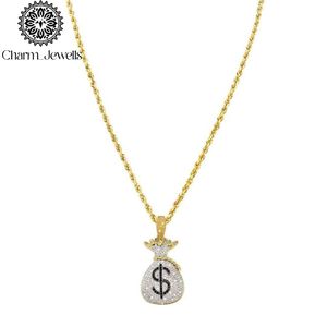 Charm_Jewells Colgante de Bolsa de Dinero Hip Hop con Moissanita y Perla de Agua Dulce, Plata 925, Bañado en Oro 22K, Micro Pavé, Certificado IGI, Unisex - Product Image 3