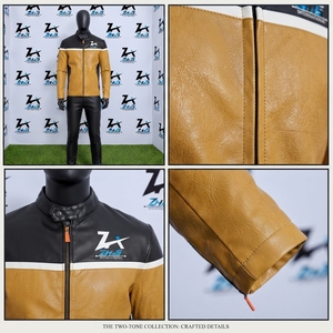 Chaqueta de Cuero Genuino al por Mayor con Capucha, Cremallera, Ajuste Delgado, Estilo Urbano, Parches Frontales, Acolchada y Cortavientos para Hombre - Product Image 4