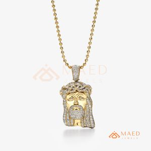 14K Gold <b>Iced</b> <b>Out</b> Jesus Head Moissanite Pendant for Men Hip Hop Luxury Diamond Look <b>Chain</b> Charm Jewelry Streetwear Elite Style - Product Image 5