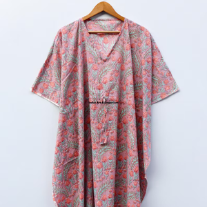 Kaftán de algodón estampado a mano al por mayor, kaftán de playa de algodón estampado, vestido de fiesta para mujer, vestido maxi de noche - Product Image 3