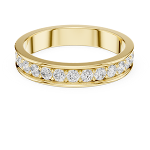 Luxury Channel <b>Set</b> Diamond Band <b>Ring</b> 18K Gold Wedding Band <b>Women</b> Half Eternity <b>Ring</b> Minimalist Fine Jewelry - Product Image 4