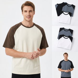 T-shirt en tricot à manches raglan pour homme, 100% coton mélangé, coupe classique, couleur unie, col rond, manches courtes, personnalisable, séchage rapide - Product Image 3