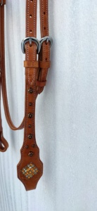 Dressage English Saddle Horse Leather Bridle with Soft Leather Padded Noseband Crystal Brow Band SS Brass <b>Fittings</b> for Riding - Product Image 3