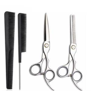 Professional Hair Salon Scissors Set With Thinning <b>Shears</b> And Combs Red Case Stainless Steel Blades Right Handed <b>Long</b> <b>Handle</b> - Product Image 2