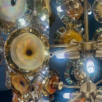 Lustre doré de luxe Art du milieu du siècle Eclairages en verre de Murano pour luminaires suspendus Villa Loft