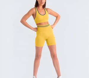Ensemble de yoga respirant pour femmes, soutien-gorge de sport avec short taille haute, séchage rapide, tenue de sport d'été, ensemble 2 pièces pour femmes - Product Image 4