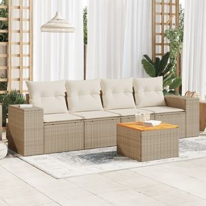 Ensemble de canapés de jardin en rotin beige 4 places avec rangement, mobilier d'extérieur au design contemporain - Product Image 3