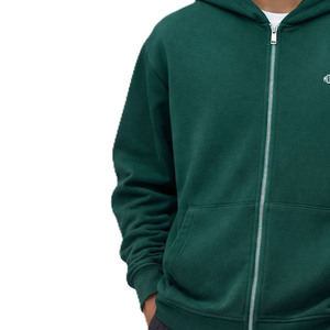 เสื้อฮู้ดซิปสีเขียวสำหรับผู้ชาย ผ้าฝ้ายฟลีซขนาดใหญ่พิเศษ เสื้อฮู้ดผู้ชายแบบเรียบ รับทำโลโก้สั่งทำ แบรนด์ส่วนตัว ผลิตจำนวนมาก - Product Image 5