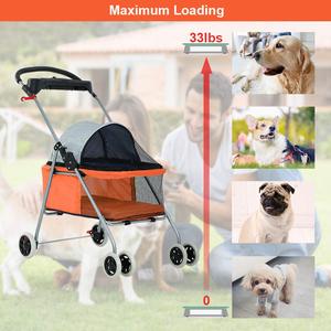 TH-PPS-202 Luxury <b>Dog</b> <b>Stroller</b> Jogger with Four Wheel Design and Stainless Steel Frame Foldable and Durable - Product Image 6