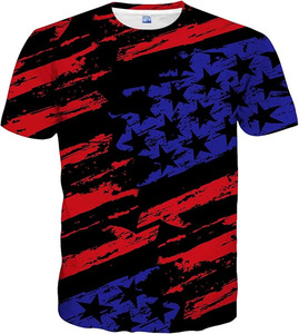Camiseta de Manga Corta para Hombre, Estampado de Bandera Americana, Sublimación, Cuello Redondo Informal, Corte Regular, 100% Poliéster Tejido - Product Image 1