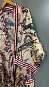 Robe kimono en coton imprimé à motifs d'oiseaux, style bohème - Product Image 5