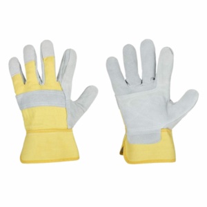 Gants de travail robustes en cuir de vachette pleine fleur certifiés CE, anti-coupure, résistants à la chaleur, paume renforcée, dos en tissu de coton perforé - Product Image 1