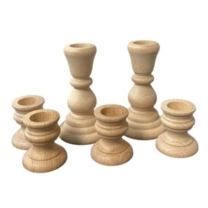 Unfinished Natural Wood <b>Candle</b> <b>Sticks</b> Wholesale - 12pc Bulk Candleholder - Product Image 3