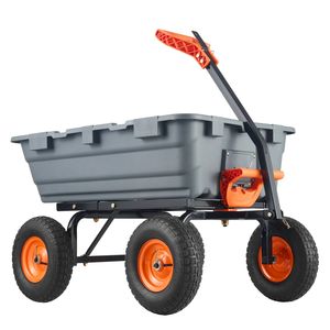 Carrello da Giardino Versatile e Resistente con Manico a Doppia Funzione, Telaio in Acciaio da 6,48 Cu.ft e Vano in Polietilene, Montaggio Semplice - Product Image 6