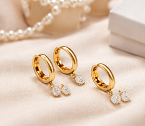 Pendientes de Plata de Ley Chapados en Oro con Diamante Natural de Corte Brillante de 0.2ct, Certificados, Estilo Minimalista, de SB Fine Jewelry - Product Image 5