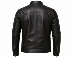 Veste en cuir de luxe pour homme, en cuir véritable et toile, style décontracté streetwear, douce et confortable, style moderne et luxueux - Product Image 6