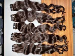 Precio más bajo Cutículas onduladas naturales alineadas Sin procesar Color natural Virgen Raw Máquina de un solo donante Extensiones de cabello de doble trama - Product Image 4