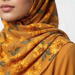 Hiyab de Chifón con Estampado Floral para Mujer, Suave al Tacto, para Uso Diario, Pañuelo Étnico de Oriente Medio - Product Image 3