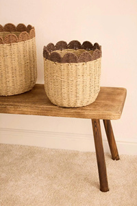 Cesta Decorativa de Papel Ecológica, Tejida a Mano, para Decoración del Hogar, Cesta de Papel Sostenible - Product Image 1