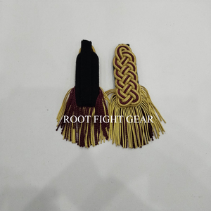 Epaulettes de hombro personalizadas de alta calidad con flecos en color dorado, accesorios para uniformes de banda de marcha. - Product Image 1