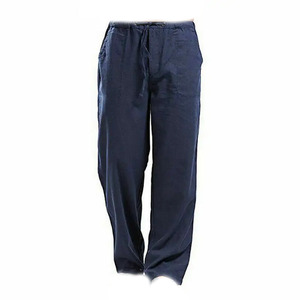 Pantalones Oxford de Algodón Azul Marino para Hombre, Cintura Elástica con Cordón, Estilo Casual, Corte Recto, Transpirables, Tejido de Peso Medio, Estilo Primavera - Product Image 1