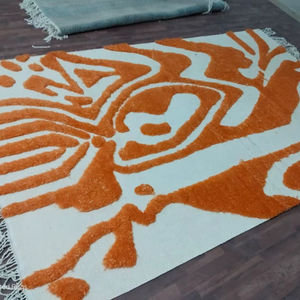 Fabricante de Alfombras de Lana Marroquí Anudadas a Mano, Proveedor de Alfombras Tribales Abstractas Naranjas, Alfombra de Calidad de Exportación con Tamaño Personalizado - Product Image 1