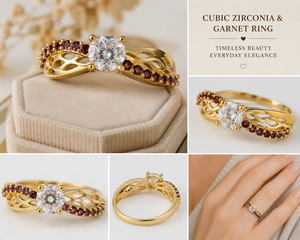 Anillo de Boda Apilable de Plata de Ley 925 con Circonita Solitaria, Chapado en Oro de 18k, Engaste de Garras, Hecho a Mano, para Mujer, Regalo para Ella - Product Image 6