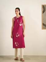 Robe longue à imprimé floral sans manches, col Henley, coupe ample, 100 % coton tissé, décontractée, pour le quotidien, respirante, ourlet droit, idéale pour l'été
