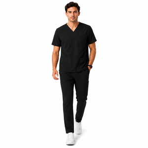Uniformes Médicos de Primera Calidad para Hombre, 100% Algodón, Color Negro, con Logotipo Personalizado, Marca Privada, Ropa de Trabajo para Personal de Salud, Uniformes de Hospital - Product Image 5