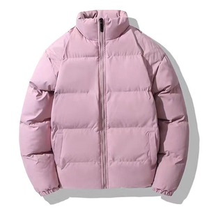 Veste d'hiver matelassée pour homme, col montant, fermeture éclair, couleur unie, rembourrage épais en polyester, coupe-vent, manteau chaud - Product Image 3