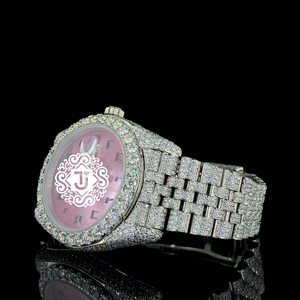 Montre de luxe haut de gamme entièrement automatique avec mouvement à quartz sertie de diamants Moissanite VVS, bracelet en acier inoxydable, disponible en promotion - Product Image 5