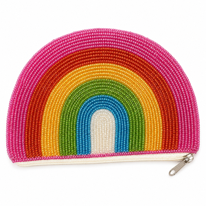 Handmade Beaded Rainbow Coin Purse Zipper Closure <b>Mini</b> Unisex Creative Wallet Fashion Makeup <b>Pouch</b> Travel Accessory - Product Image 3