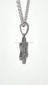 สร้อยคอจี้เงินรูปหกเหลี่ยมแบบ925วินเทจเพชรสีดำสำหรับผู้ชายฮิปฮอปทันสมัยจี้ดาวเดวิดชาวยิว - Product Image 2