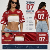 Maroon American Football Jersey Crop Top Two Piece Set Number Patchwork OEM ODM Wholesale Bulk Supplier