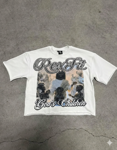 Camisetas de Hombre Oversize de Algodón 100% Pesado con Estampado Gráfico DTG y Serigrafía, Estilo Boxy Cropped, de la Marca Rexfit Sports - Product Image 2