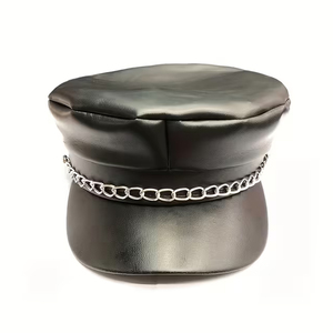 Gorras de Cuero Genuino de Primera Calidad con Detalle de Cadena, Modernas y a la Moda, para Clubes, con Logotipo Personalizado, Precio al por Mayor - Product Image 1