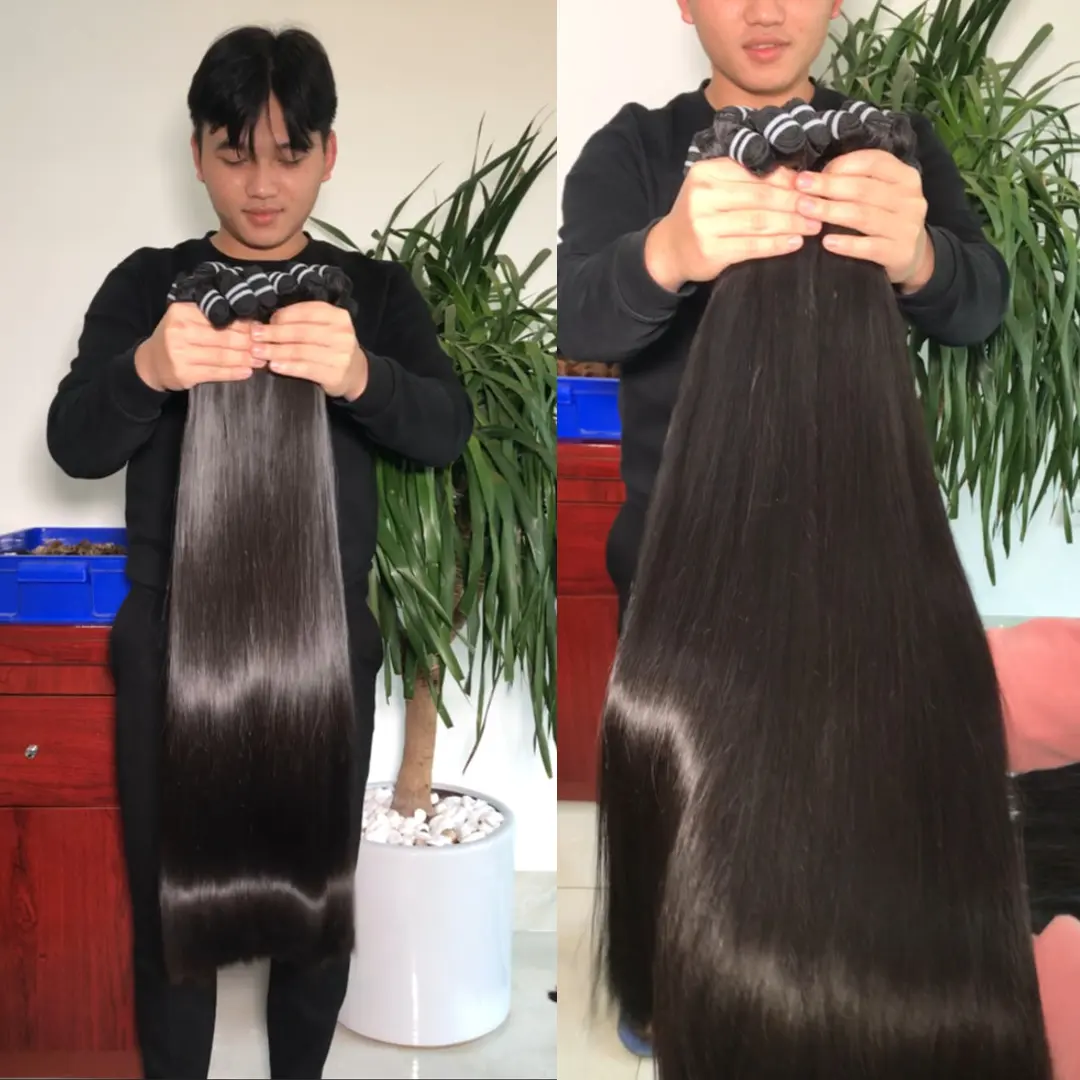 Weft Hair High Quality Super Double Drawn Straight Weft Natural Black 100% Russia Hair Weft Human Hair Vendor