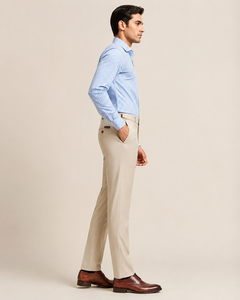 Pantalones de Oficina de Verano para Hombre Active Squad, Corte Slim Fit, Rectos, 100% Algodón, Tejido Worsted, Cintura Media, con Botones - Product Image 3