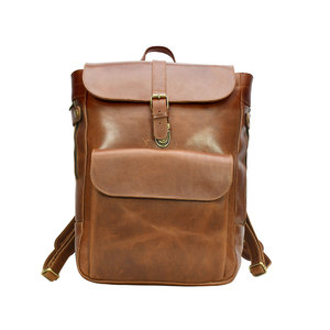 Brown Leather <b>Backpack</b> With Front Pocket New Style Multi-Functional Leather <b>Backpack</b> Bag Trending Outdoor Leather <b>Backpack</b> - Product Image 1