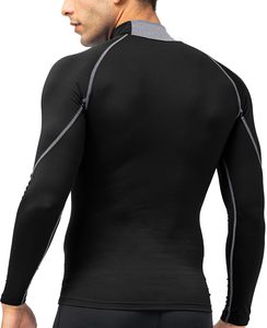 Rash Guard For Men Athletic <b>Base</b> <b>Layer</b> MMA Compression Shirt Turtle Neck <b>Long</b> <b>Sleeve</b> Rash Guard For Gym Training Running Cycling - Product Image 3