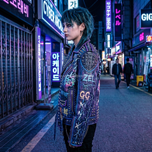Veste en cuir véritable pour femme, style punk rock, en cuir de vache, avec imprimé graphique anime, clous et pointes, vêtement de motard, fabricant en gros - Product Image 4