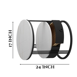 Mesa de Centro Tradicional de Metal y Mármol con Cajón de Almacenamiento y Estante de 2 Niveles, Duradera y Ecológica para Sala de Estar, Dormitorio o Balcón - Product Image 5