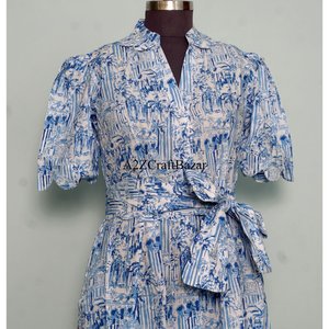 Vestido Mini Tipo Canguro de Algodón Puro para Mujer, Estampado Floral Hecho a Mano, Estilo Casual para el Día a Día, Ropa Informal para Fiestas, Estilo Dulce con Patrón Sólido - Product Image 4