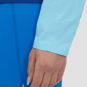 Veste de sport pour femme à blocs de couleur, coupe racer, manches longues, à capuche, zippée, coupe-vent, légère, pour l'automne - Product Image 3
