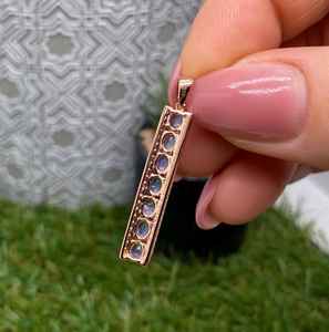 Colgante de Tanzanita Natural en Plata de Ley 925 con Baño de Oro Rosa de 14k, Joyería Fina Hecha a Mano, Certificación IGI, Diciembre - Product Image 2